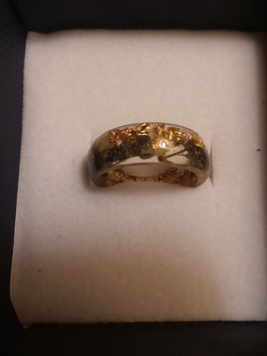Customer photo review of Yellow Flower Ring with Cremains