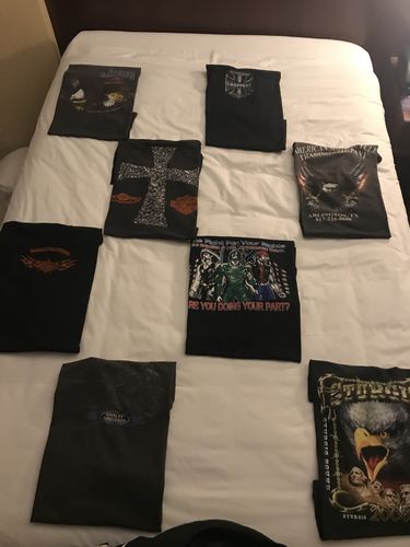 T-shirt quilt with heavy metal music, concerts themes by Pamela from TX