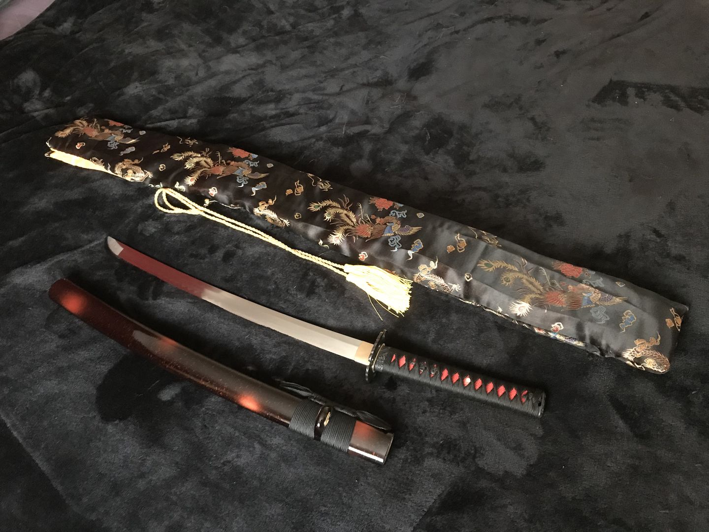 Customer photo review of 31" Handmade Japanese Samurai Wakizashi Sword Clay Tempered