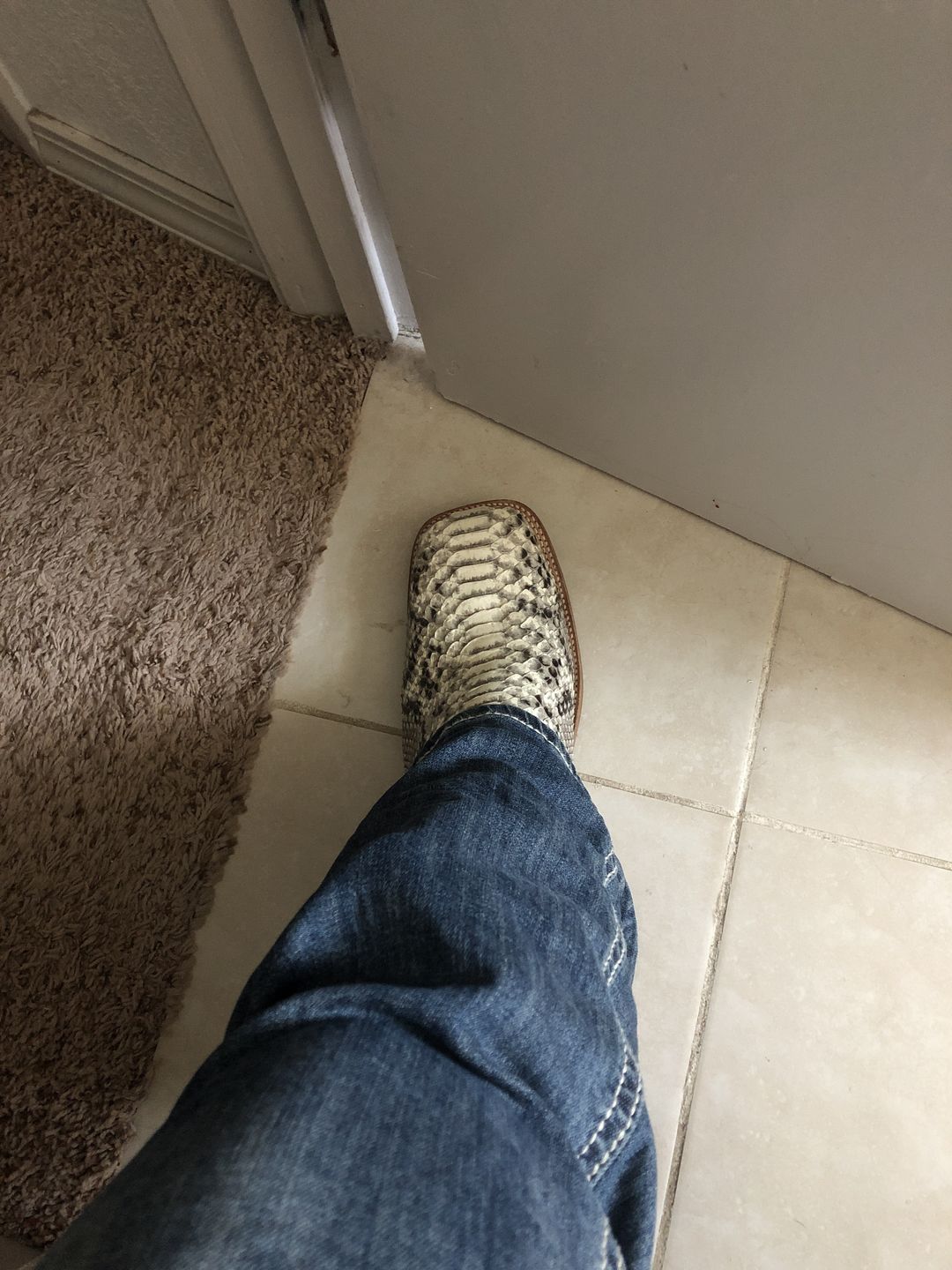 Customer photo review of Cowtown Men’s Square Toe Python Boot Q818