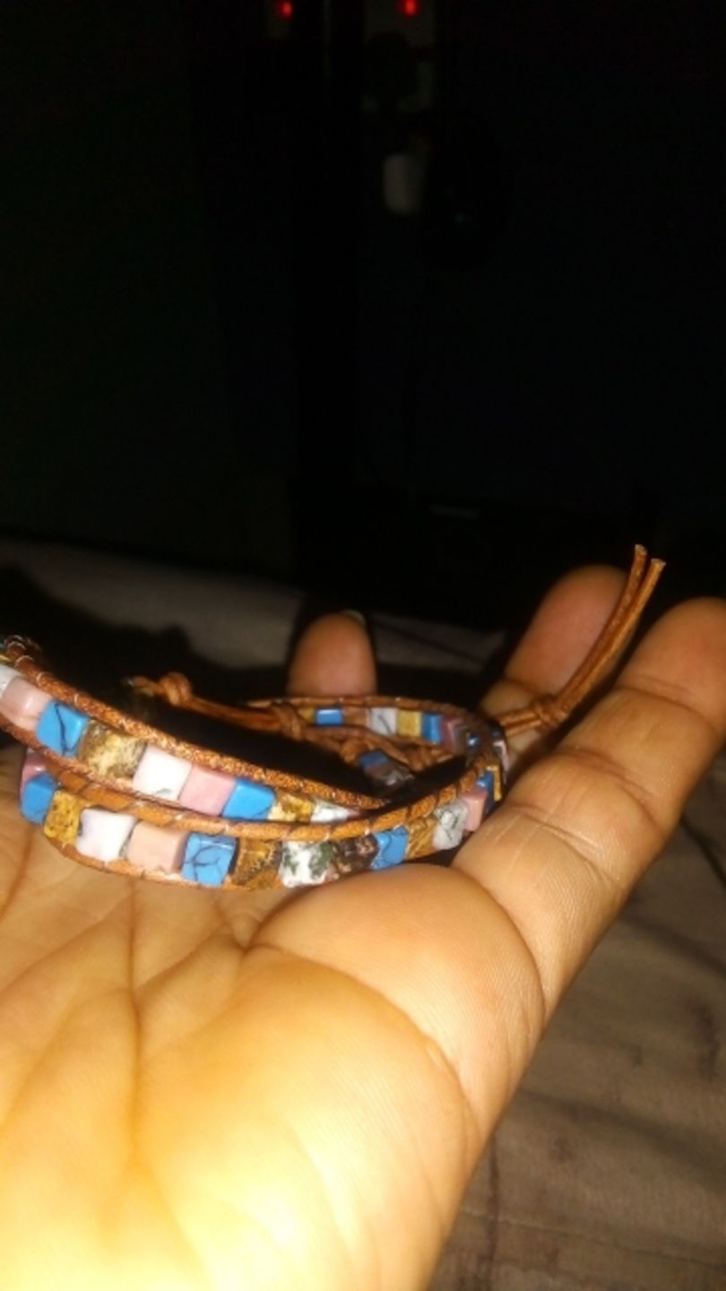 Customer photo review of Celestial Natural Stone Leather Bracelet