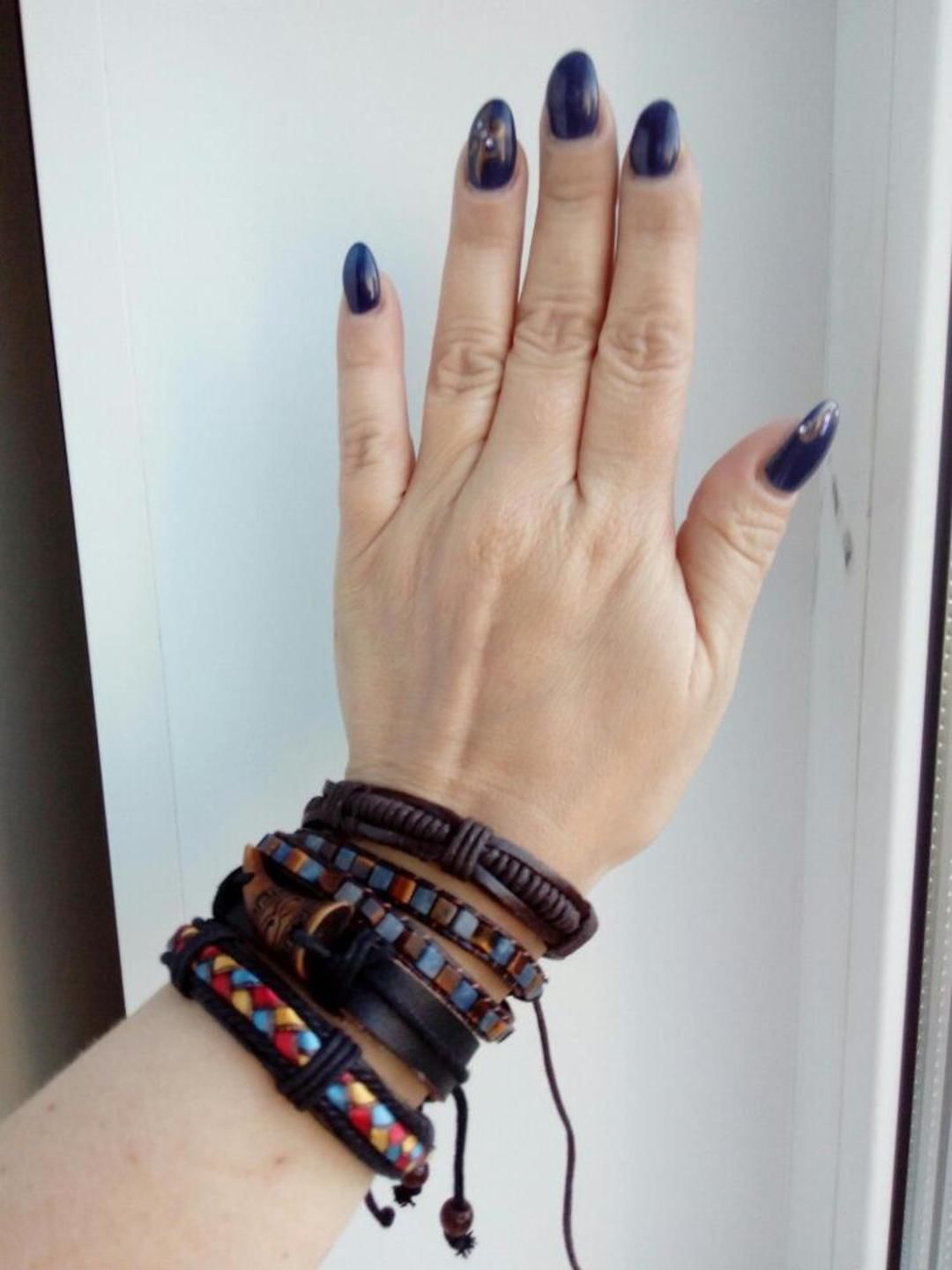 Customer photo review of Celestial Natural Stone Leather Bracelet