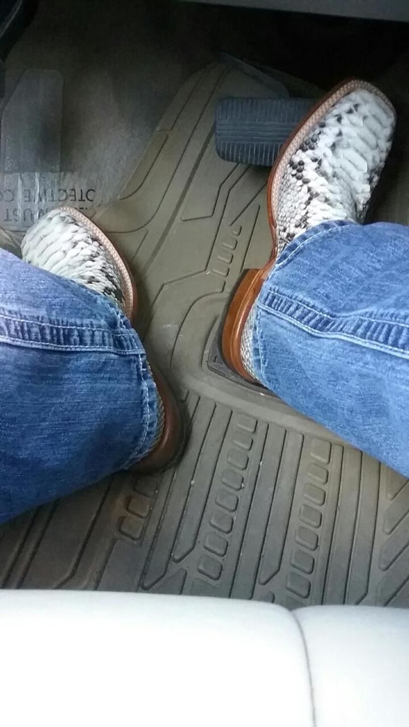 Customer photo review of Cowtown Men’s Square Toe Python Boot Q818