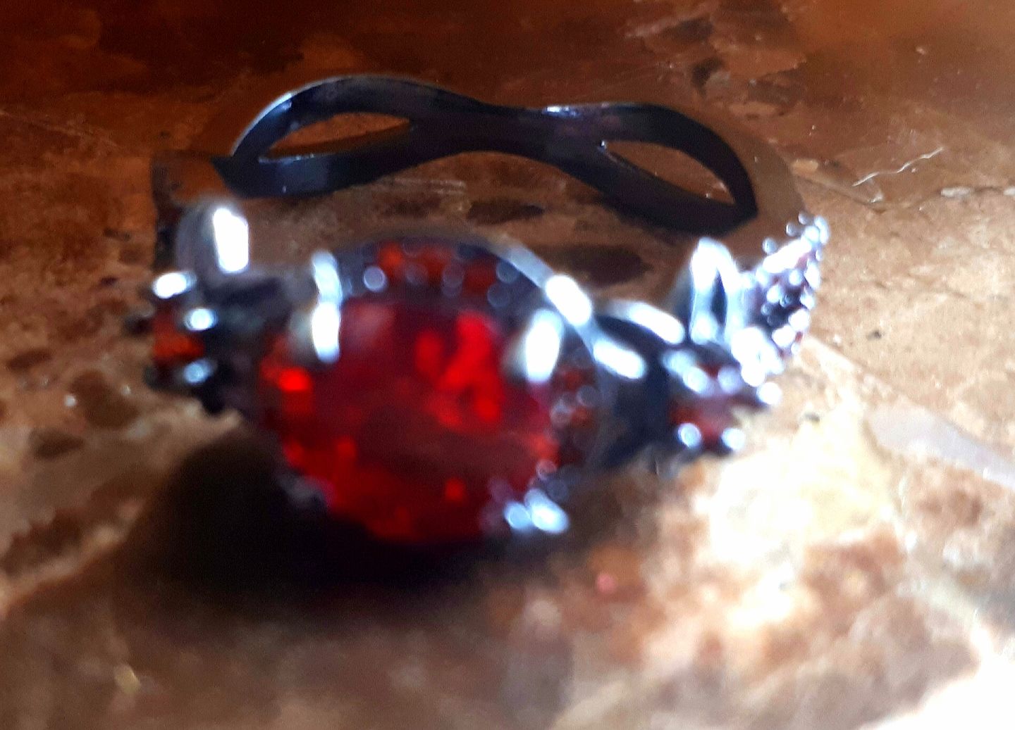 Customer photo review of Flower Ruby Black Gold Ring