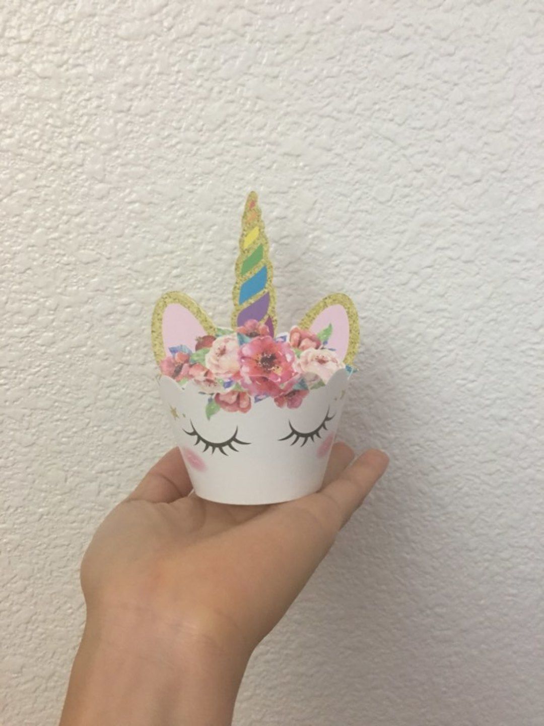 Customer photo review of Unicorn Cupcake Toppers and Wrappers Double Sided (Unicorn/Rainbow) (24 pcs)