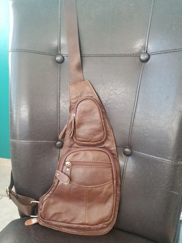 Verified rider photo review of Leather Sling Chest Bag