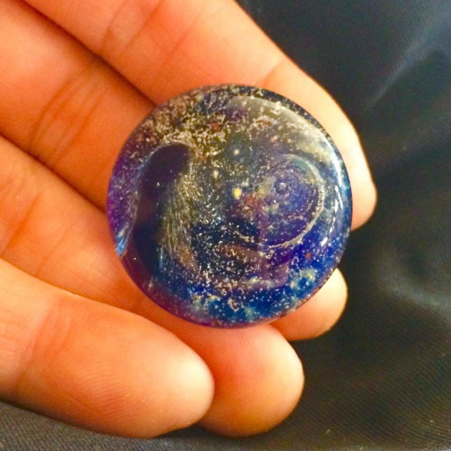 Customer photo review of Night Swirl Worry Stone with Infused Cremation Ashes