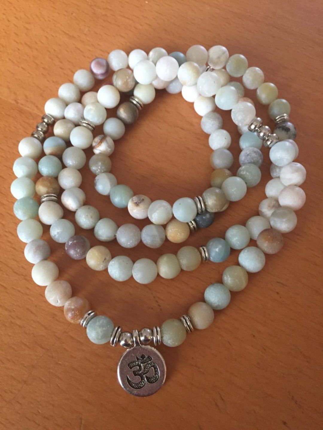 Customer photo review of 108 Natural Matte Amazonite Stone Mala Prayer Beads