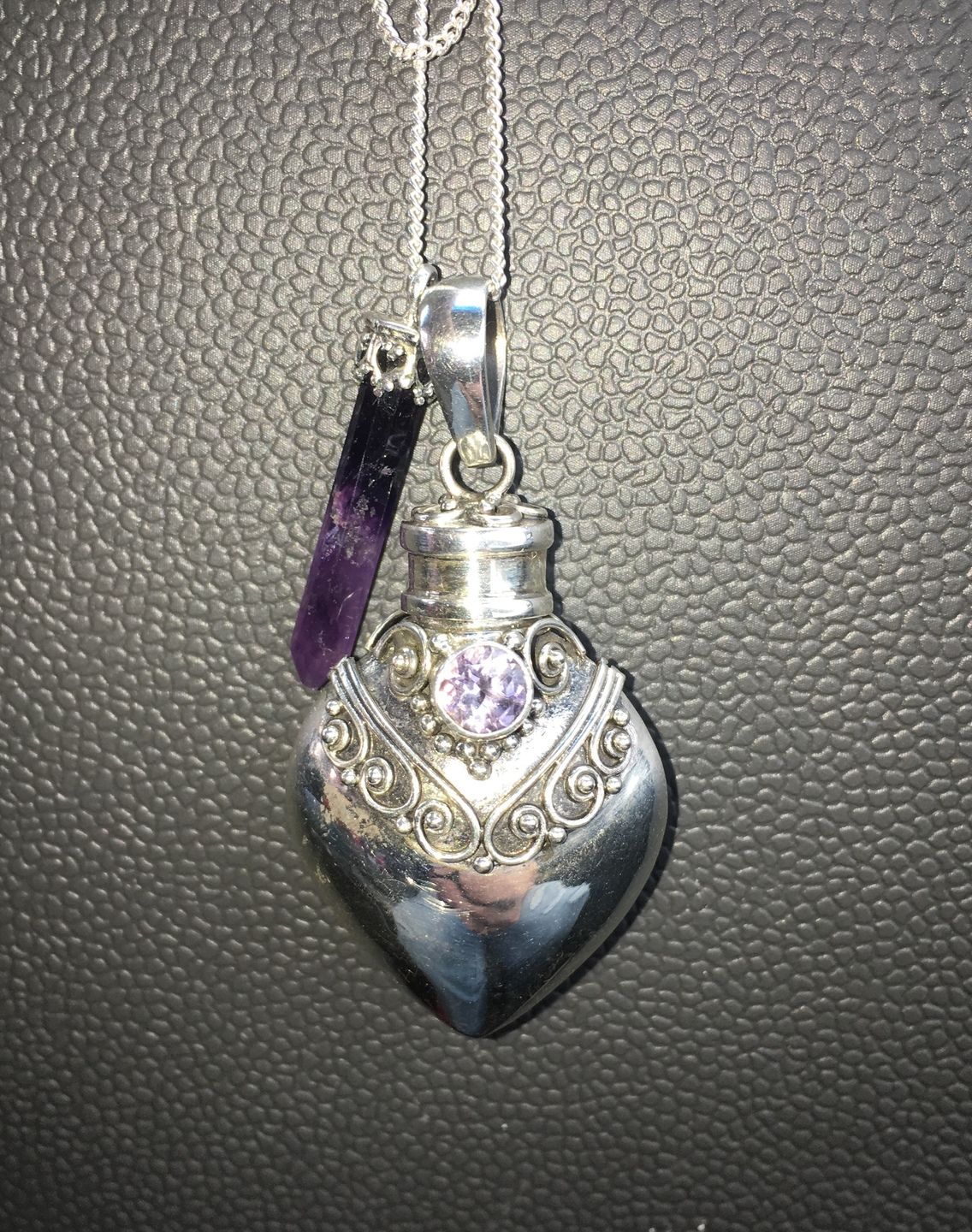 Customer photo review of Amethyst Sterling Silver Heart Necklace
