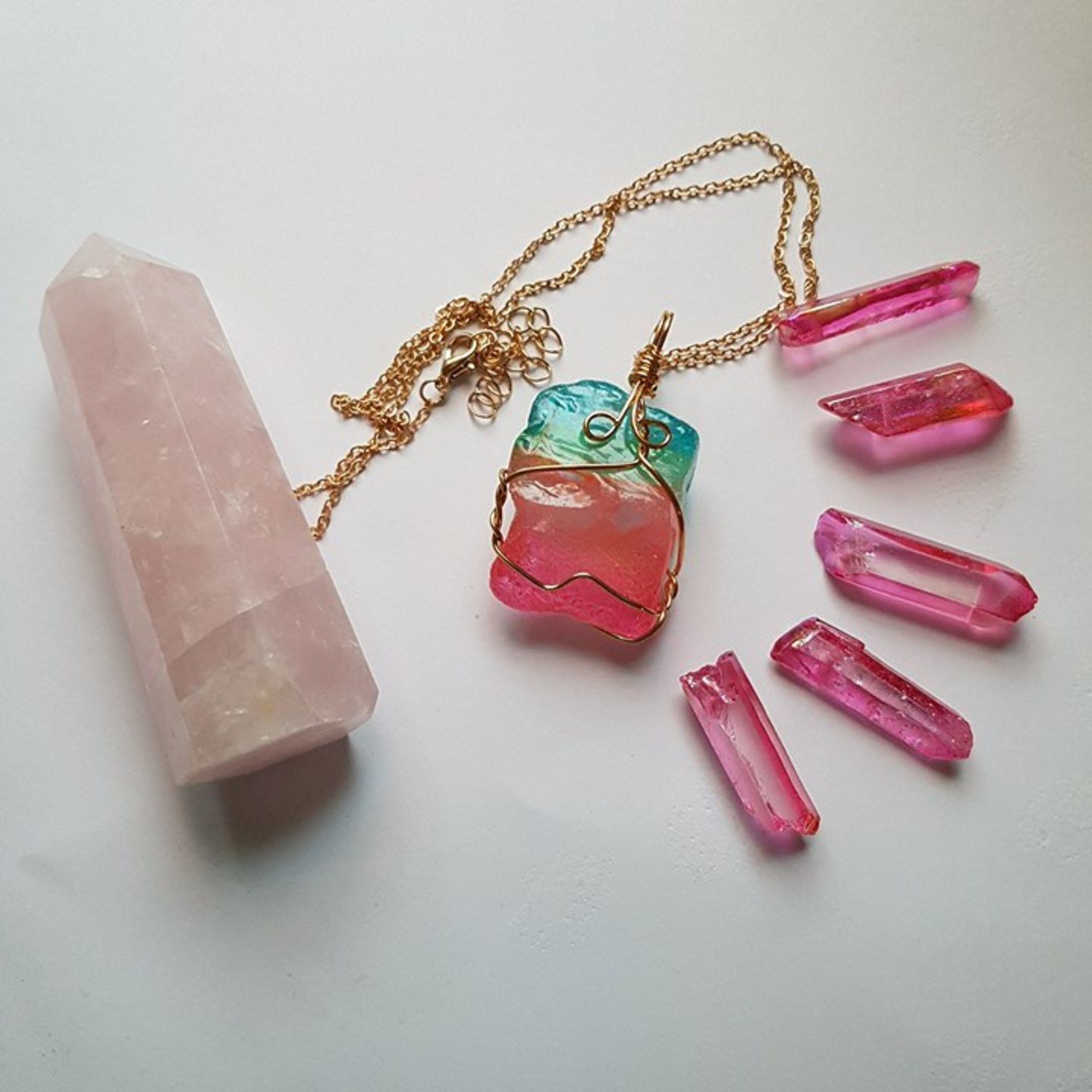 Customer photo review of Aqua Rosa Crystal Pendant
