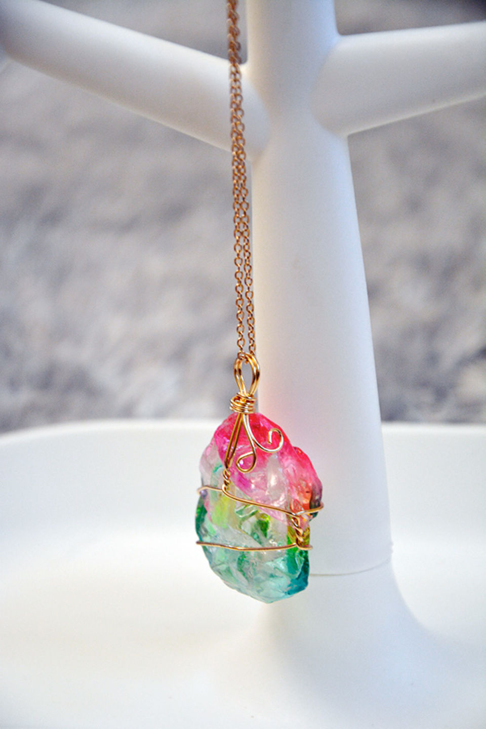 Customer photo review of Aqua Rosa Crystal Pendant