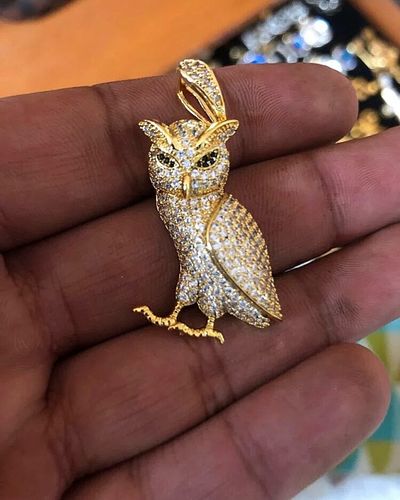 18K Gold Owl Pendant