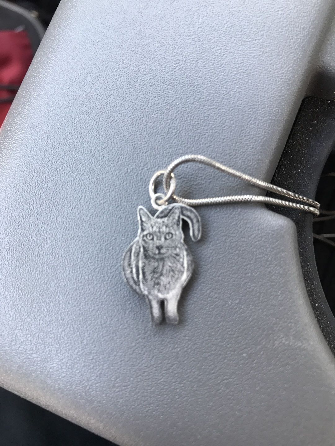 Customer photo review of Personalized Silver Cat Necklace (925 Sterling Silver)