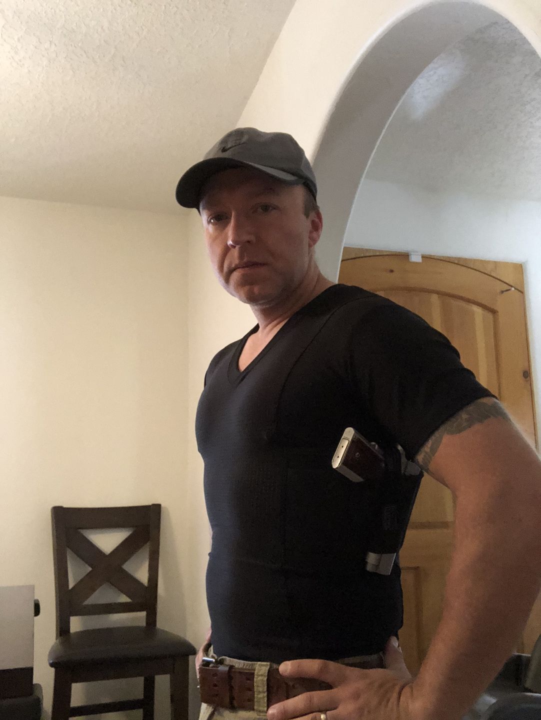 Customer photo review of Mens Concealed Carry Coolux Mesh V-Neck Tee