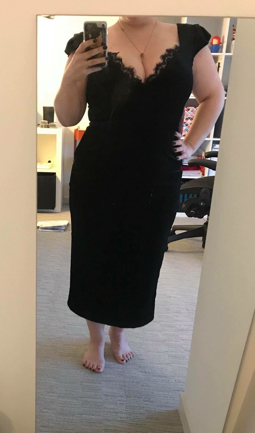 Customer photo review of Baudelaire Wiggle Dress in Black