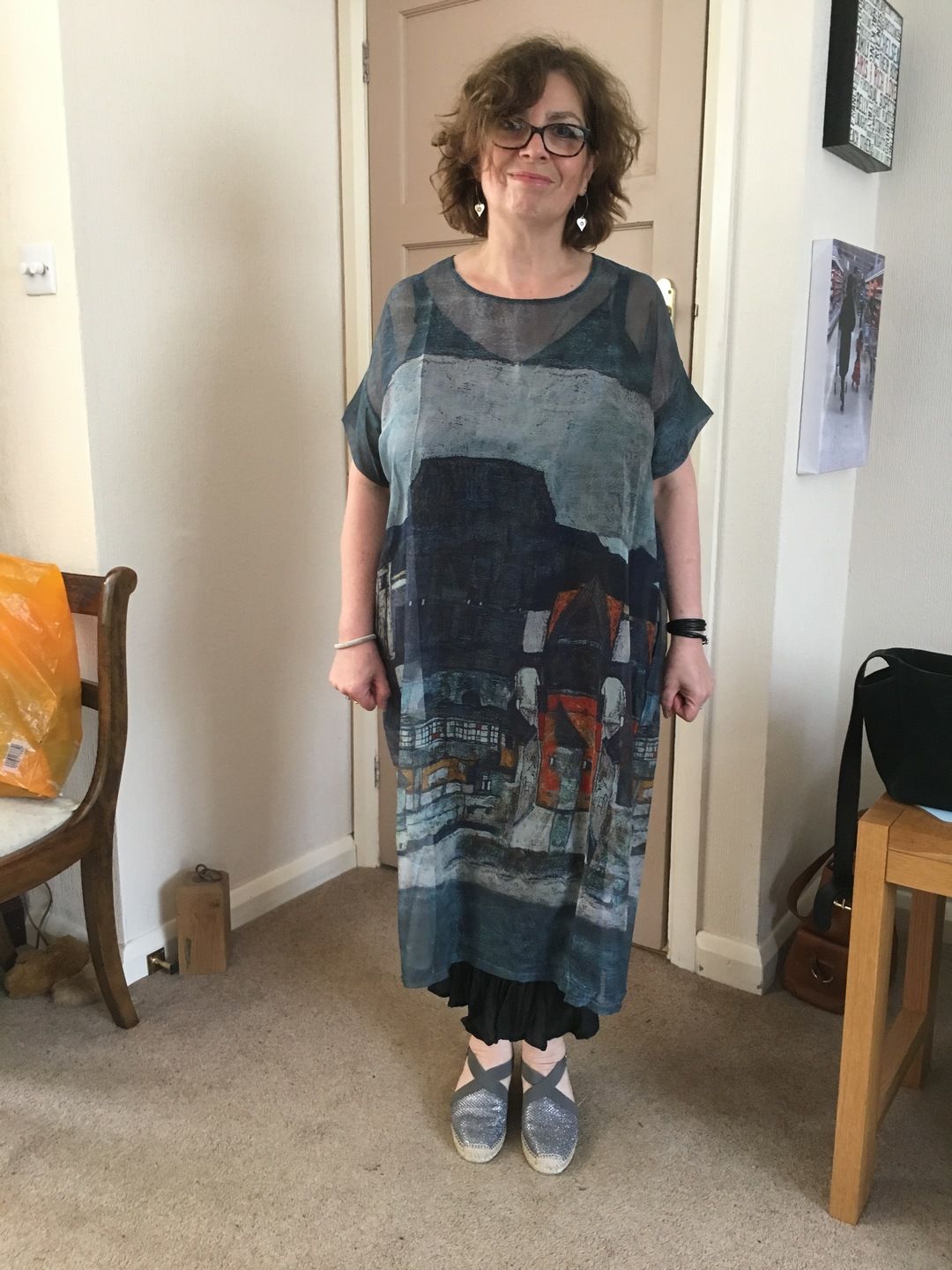 Customer photo review of Printing Summer Short Sleeves Round Neck Loose Dress