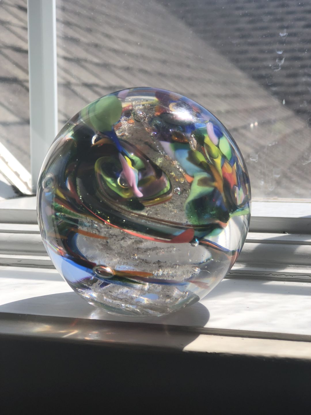 Customer photo review of Rainbow Confetti Orb with Cremation Ashes