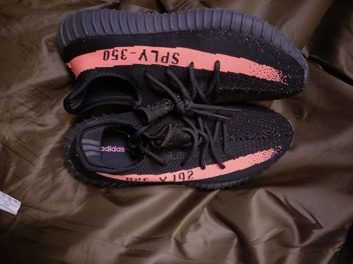black and peach yeezys