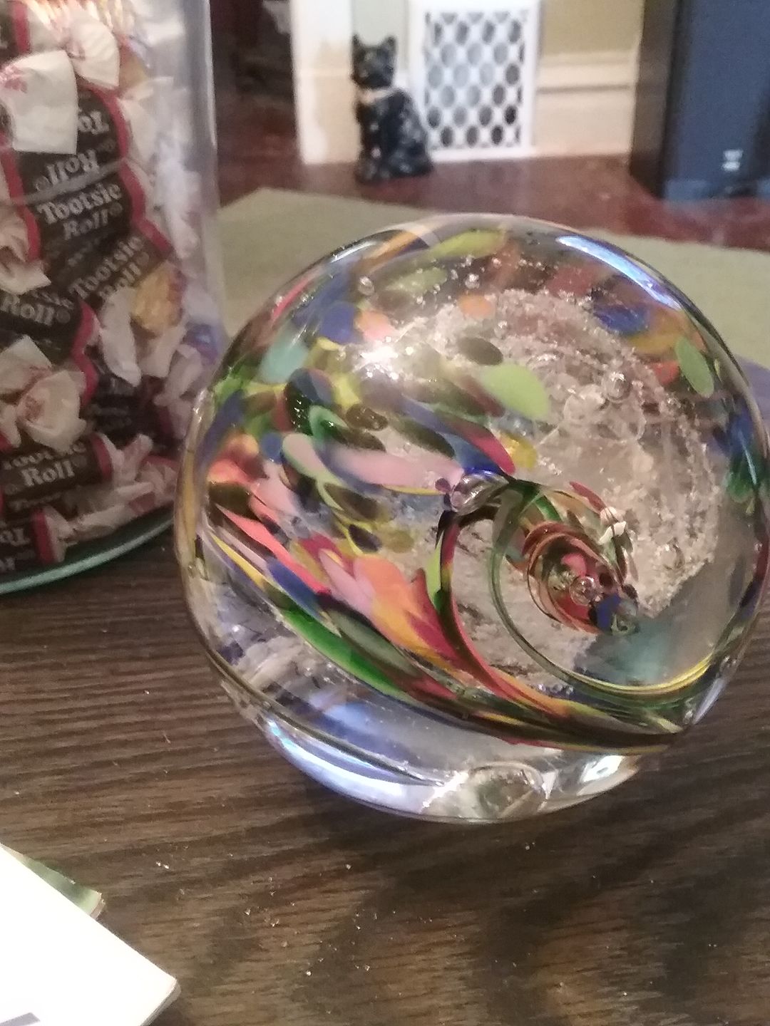 Customer photo review of Rainbow Confetti Orb with Cremation Ashes