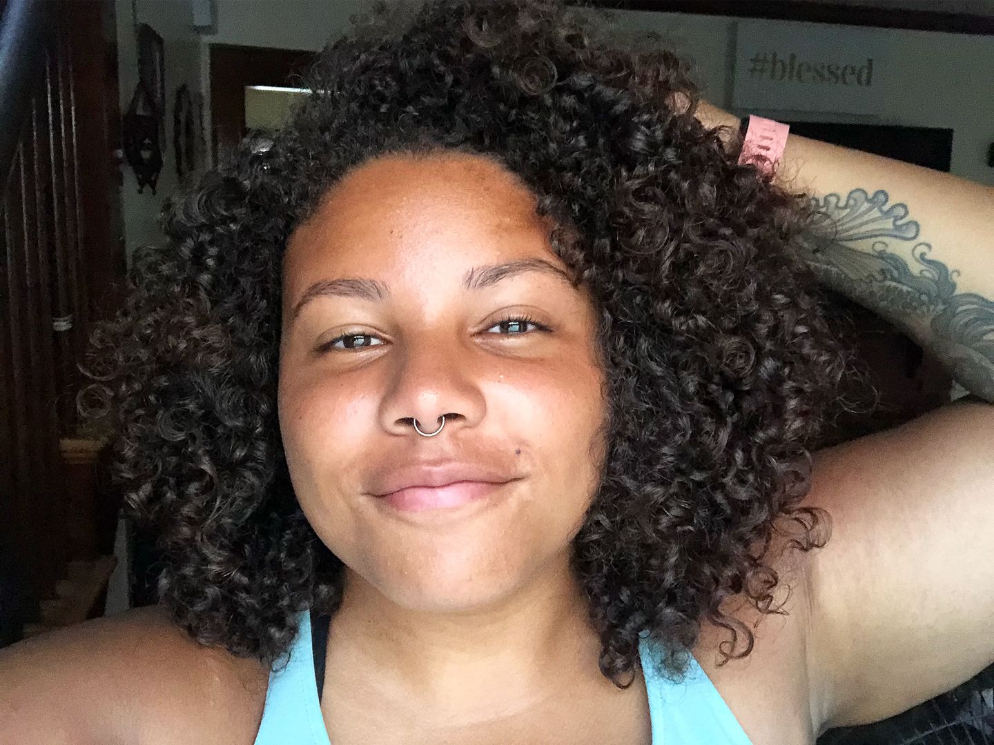 Customer photo review of Defining Flaxseed Gel for Curly Hair with Organic Argan Oil for Softening and Lemon Creme Fragrance