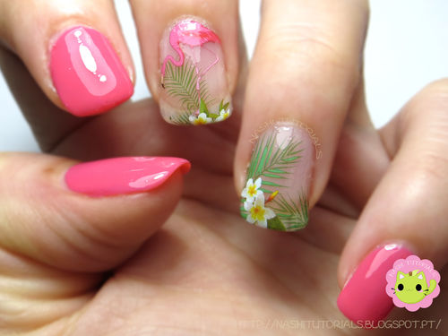 Flamingo Pineapple Leaf Design Water Decals Transfer Nail Art Stickers b002