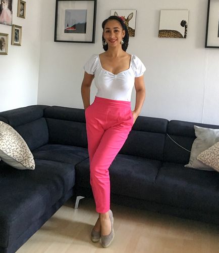 hot pink cigarette pants