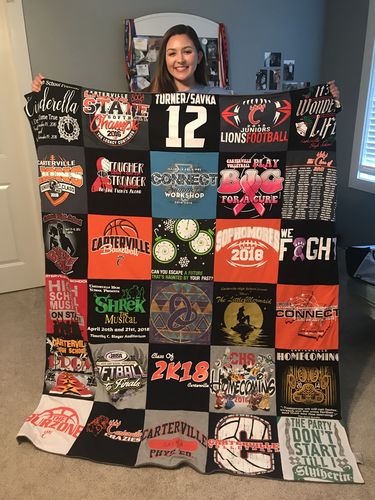 T-shirt quilt featuring carterville lions football team by Beckie from IL