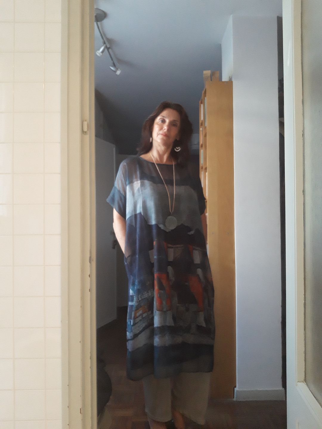 Customer photo review of Printing Summer Short Sleeves Round Neck Loose Dress