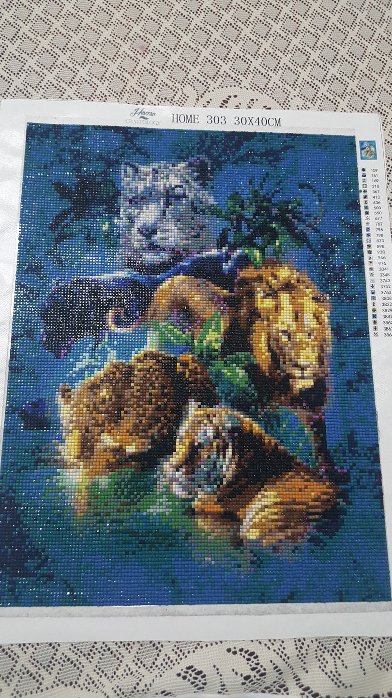 Customer photo review of Big Cats - Diamond Painting Kit