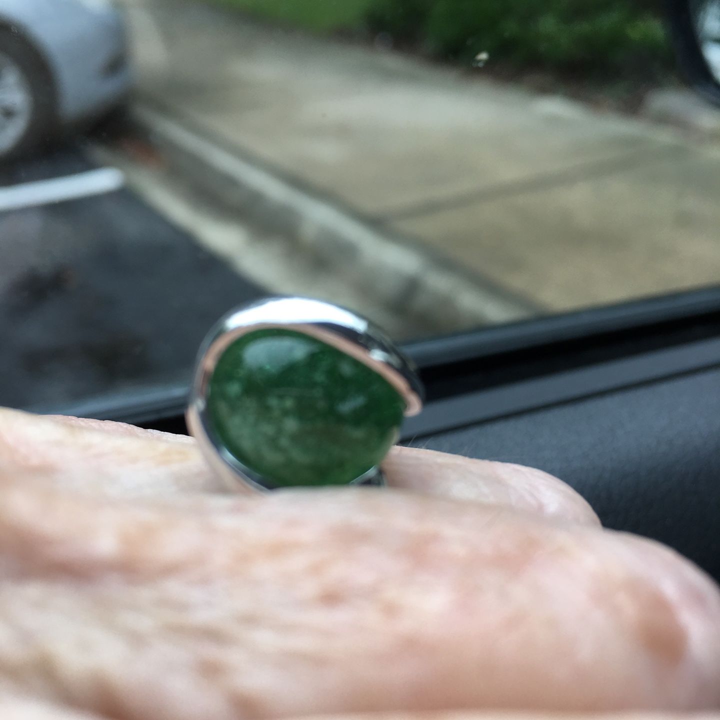 Customer photo review of Sterling Silver Ring with 12mm Infused Glass Marble