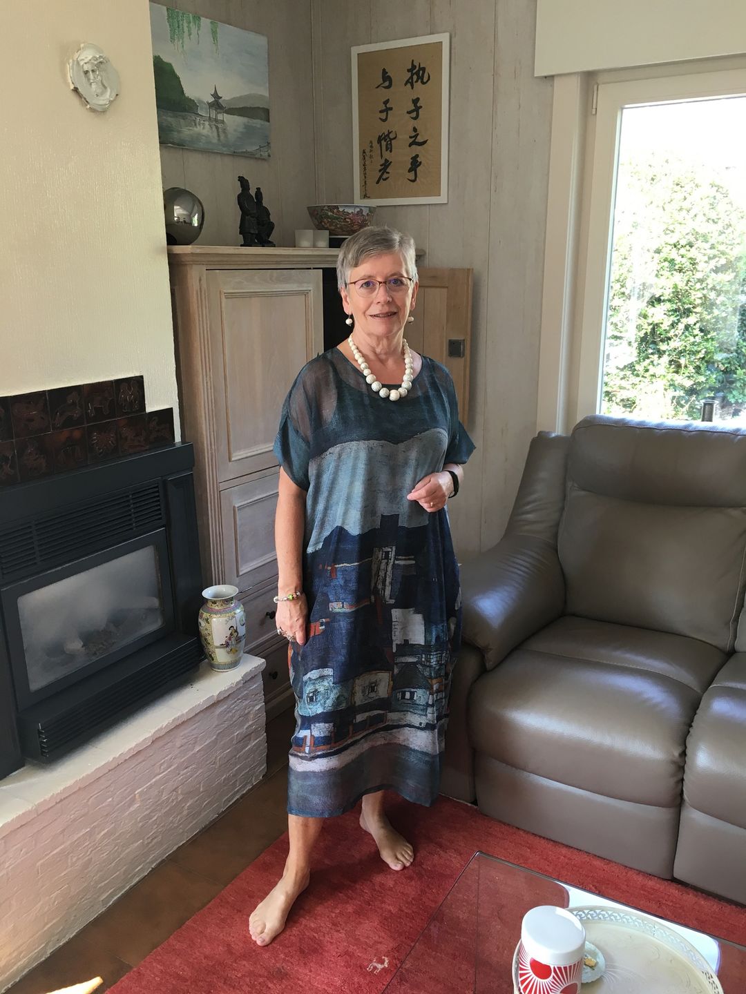 Customer photo review of Printing Summer Short Sleeves Round Neck Loose Dress