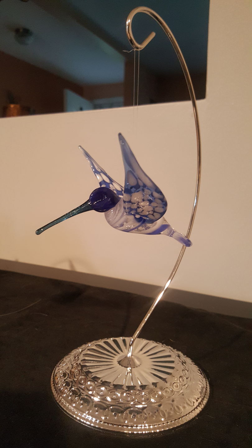 Customer photo review of Blue Glass Hummingbird with Infused Ash