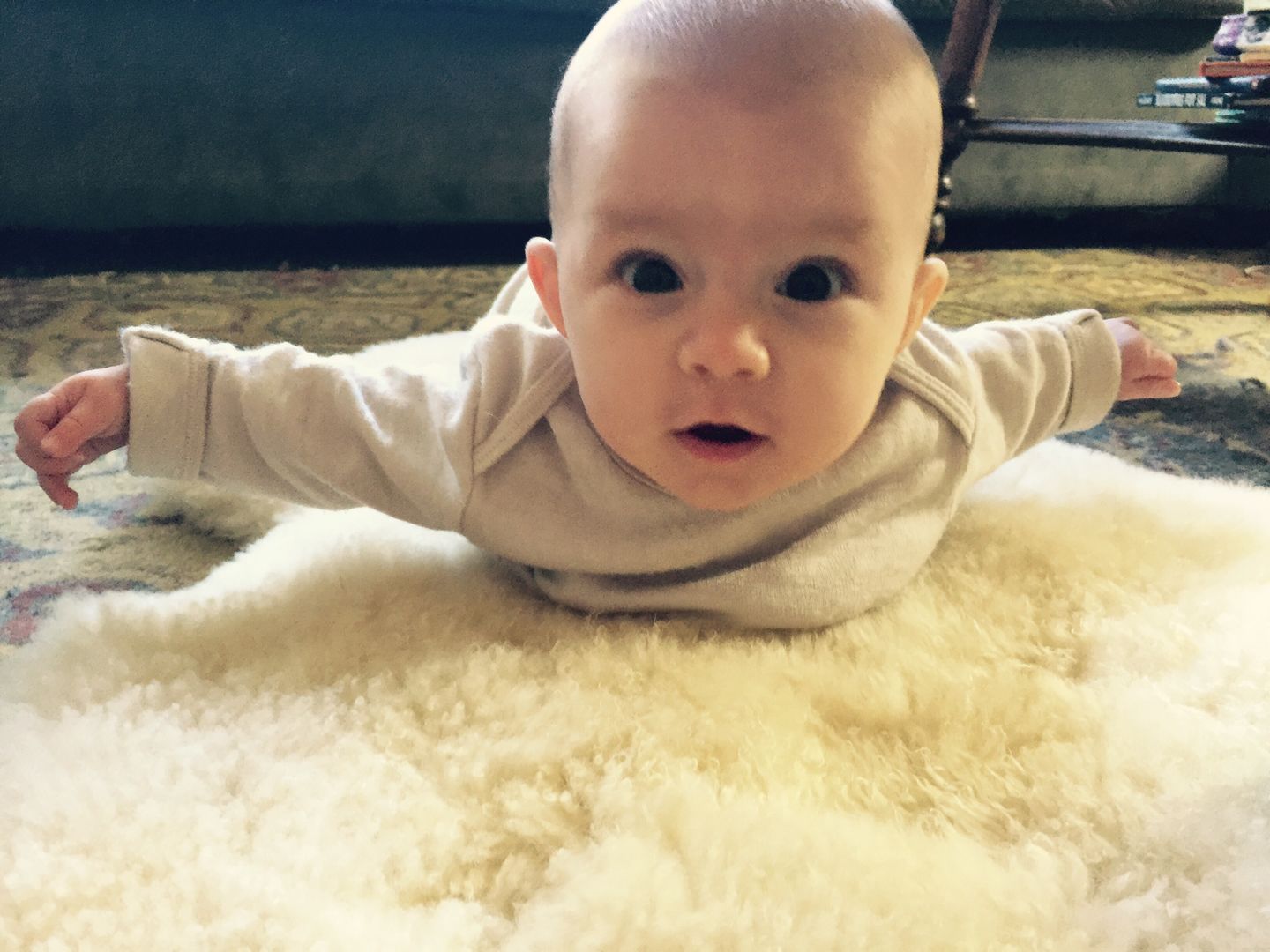 Customer photo review of Baby Gown, Merino Wool, 0-6 Months, Oat