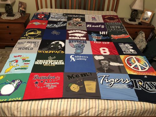 T-shirt quilt featuring wolfpack by Laura from FL