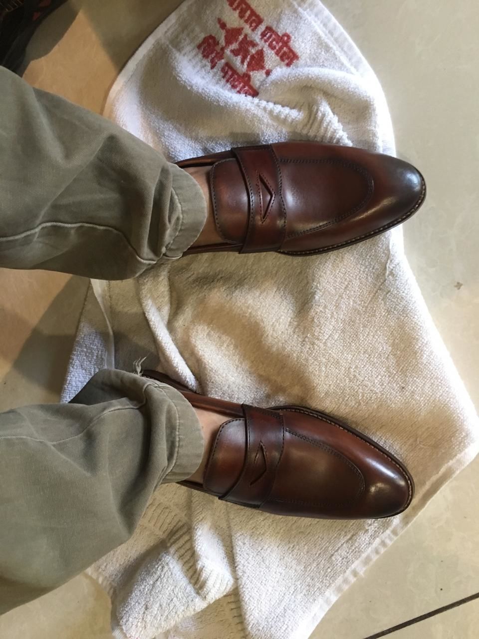 Customer photo review of Cognac Penny Loafers