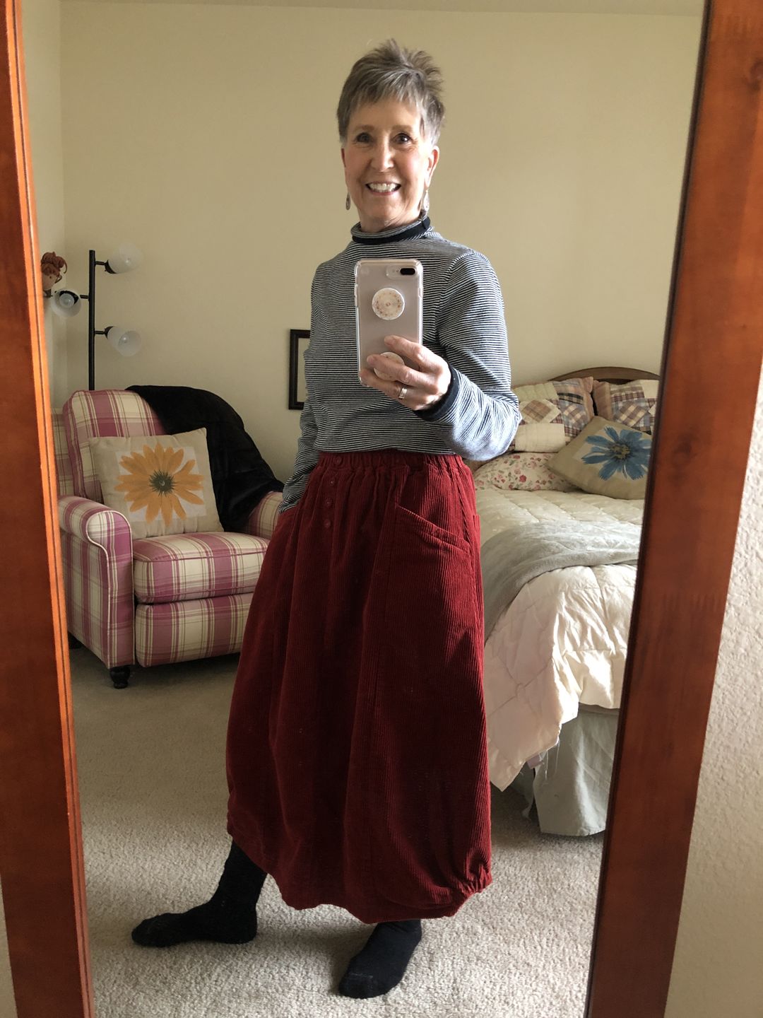 Customer photo review of Plus Size - Elastic Waist Calf Length Winter Corduroy Skirt