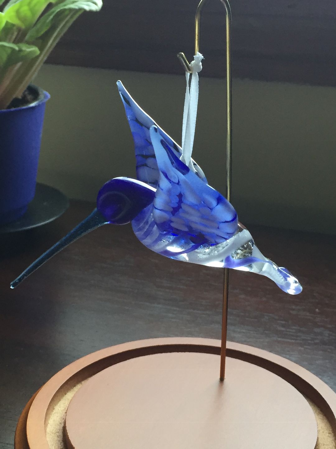 Customer photo review of Blue Glass Hummingbird with Infused Ash