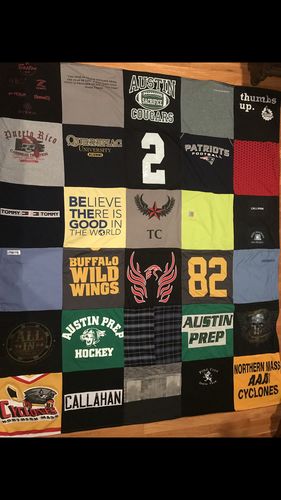 T-shirt quilt featuring austin prep hockey team, northern mass aaa cyclones by Dianna from MA