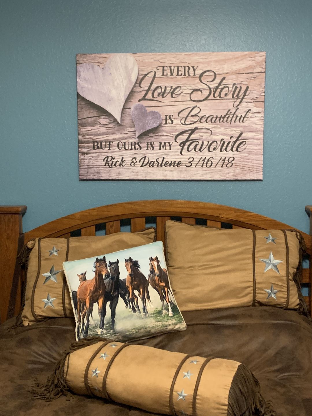 Customer photo review of Personalized "Our Love Story" Premium Canvas
