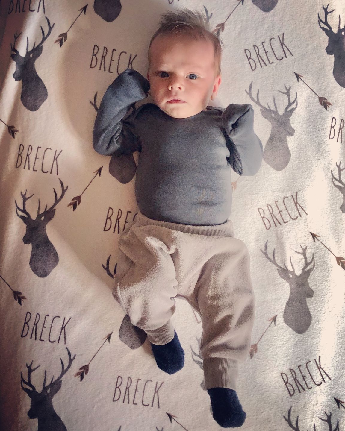 Customer photo review of Deer baby blanket, Woodland blanket, Personalized baby boy blanket, Fleece
