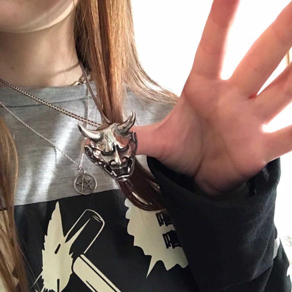 Customer photo review of Hannya Mask Chain Necklace