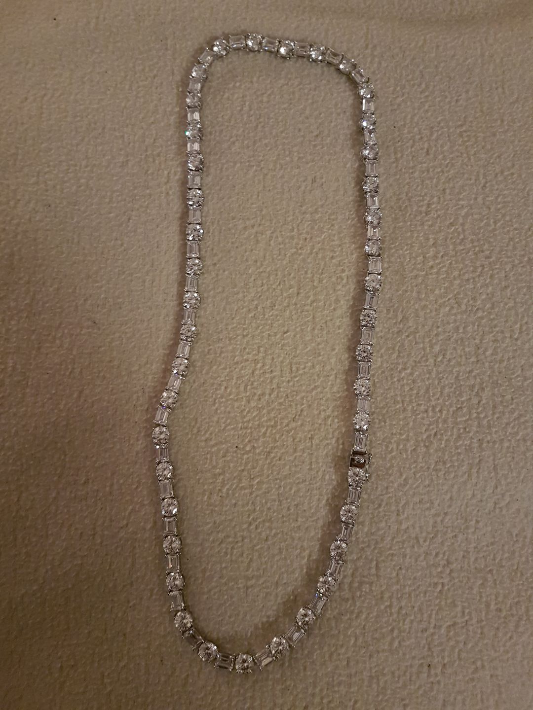 Customer photo review of White Gold Emerald & Round Cut Tennis Chain