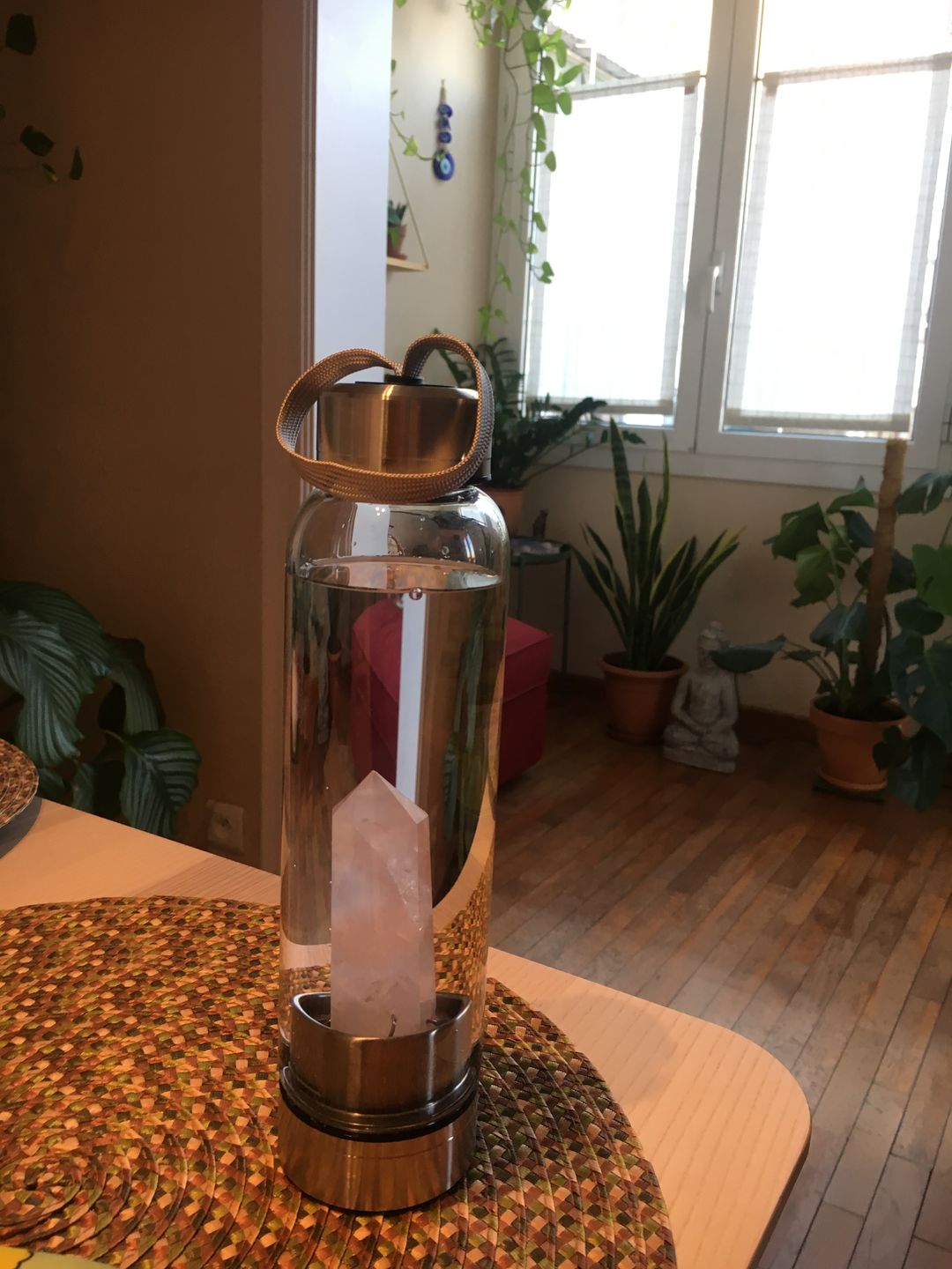 Customer photo review of Crystal Wand Water Bottle + Protective Sleeve (Stainless Steel)