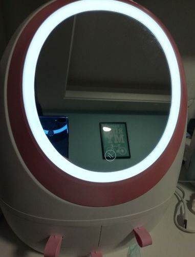 Led Hd Mirror Makeup Storage Box Cosmetic Organizer Case