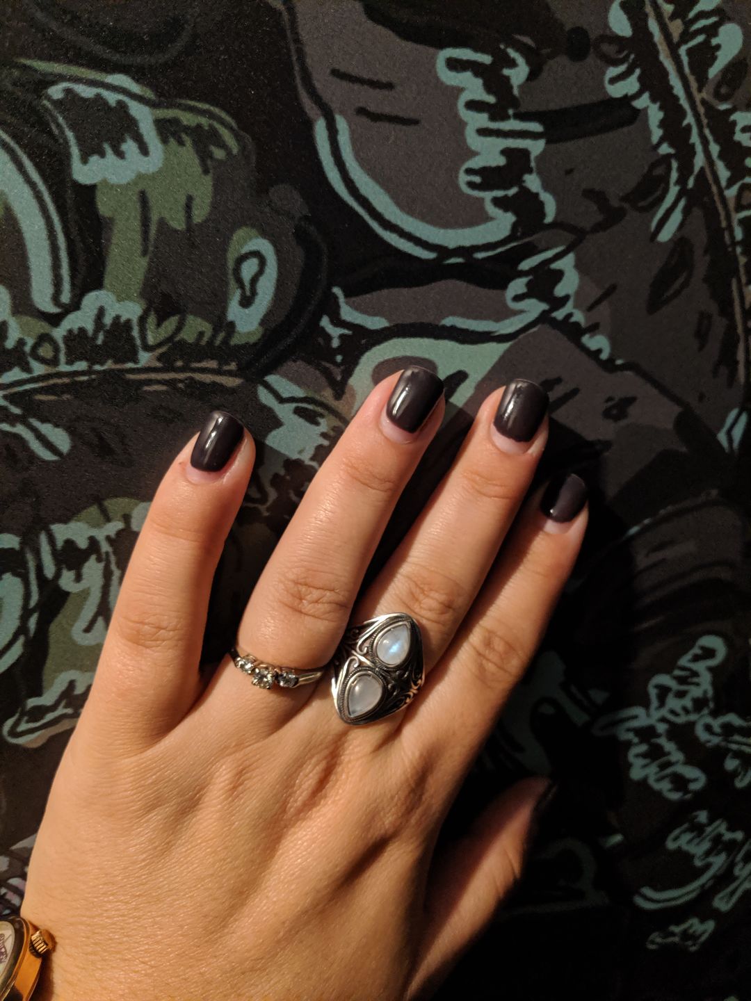 Customer photo review of Natural Rainbow Moonstone Ring