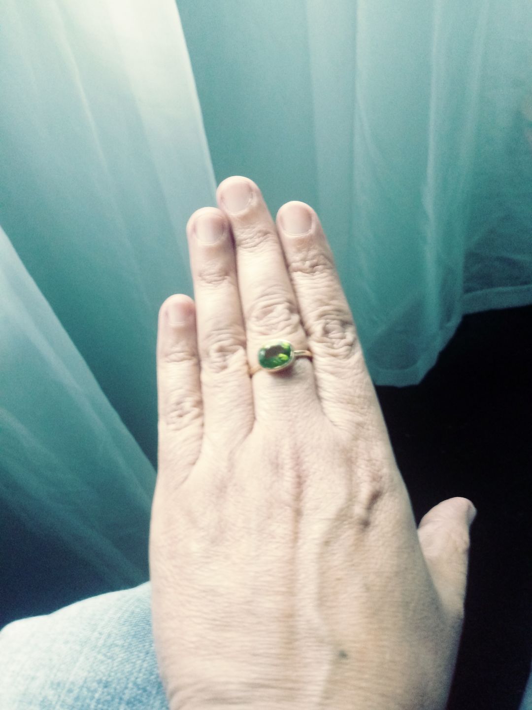Customer photo review of Oval Peridot Quartz Ring - August Birthstone