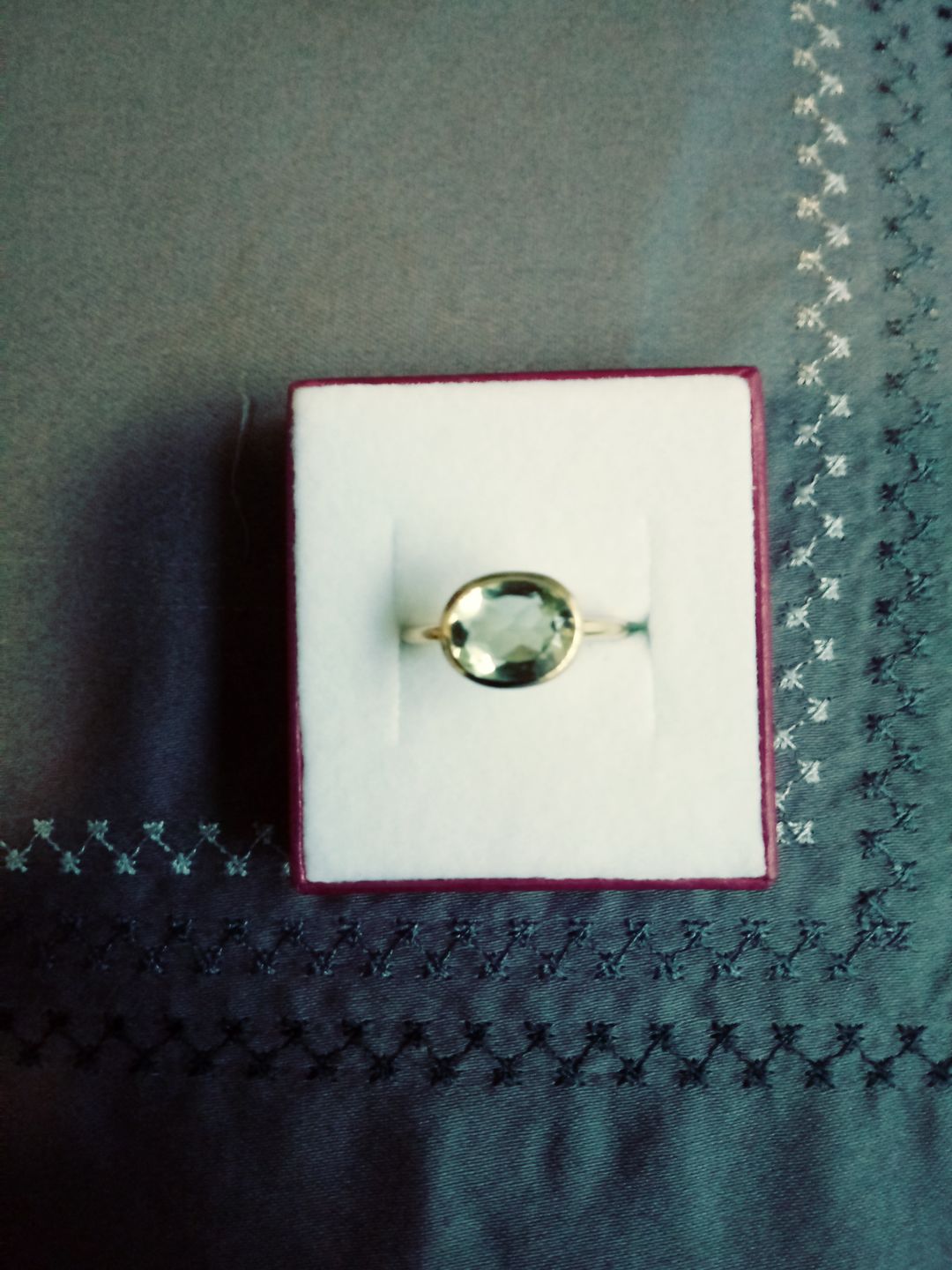 Customer photo review of Lemon Quartz Oval Bezel Set Ring