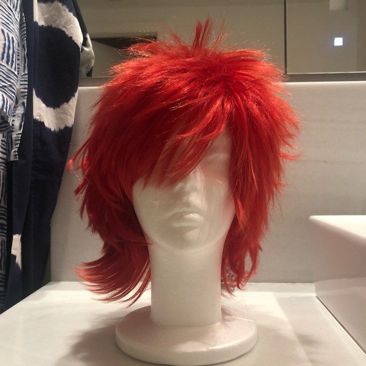 Customer photo review of Men Unisex Red Short Straight Long Fringe Bangs Cosplay Wig
