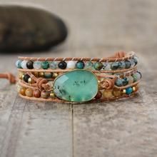Customer photo review of Natural Green Jade Jasper and Moss Agate Wrap Bracelet