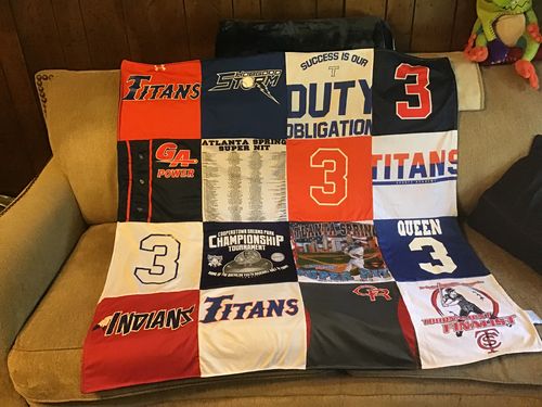 T-shirt quilt featuring titans, indians by Pam from GA